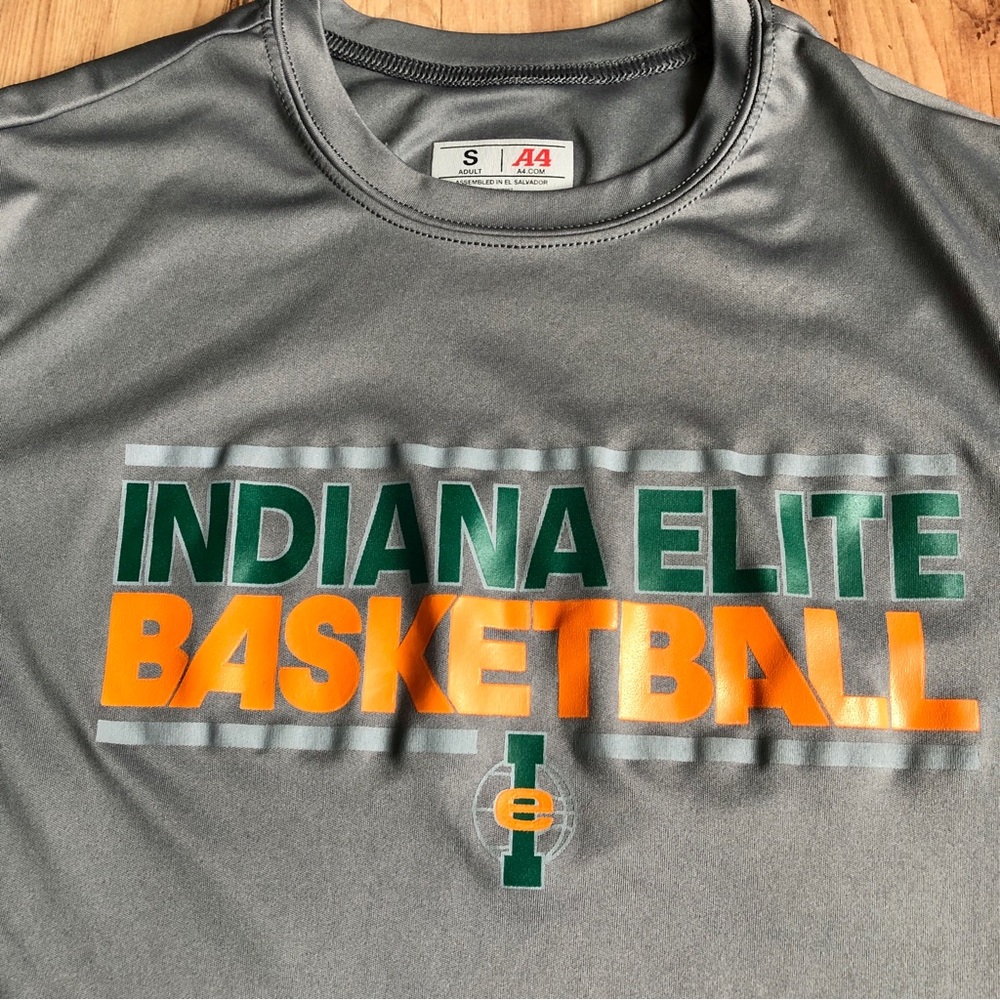 INDIANA ELITE BASKETBALL Shirt Short Sleeve Gray Small Men’s Fits like Boy’s XL - Picture 2 of 16